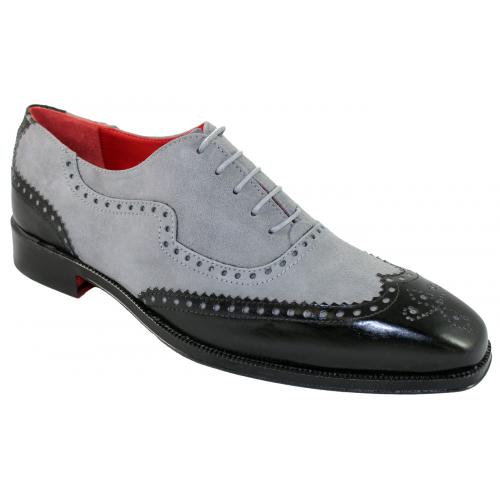 Emilio Franco 203 Black / Grey Genuine Calf / Suede Leather Shoes.
